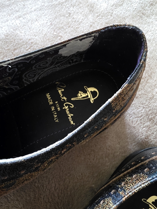 Robert Graham Men’s Black & Gold Brogue Leather Dress Shoes main image 5
